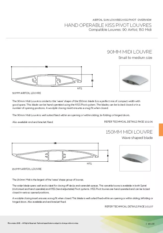 Compatible AIRFOIL Louvres for KISS Pivot System | DM 10.1.05 - 10.1.08