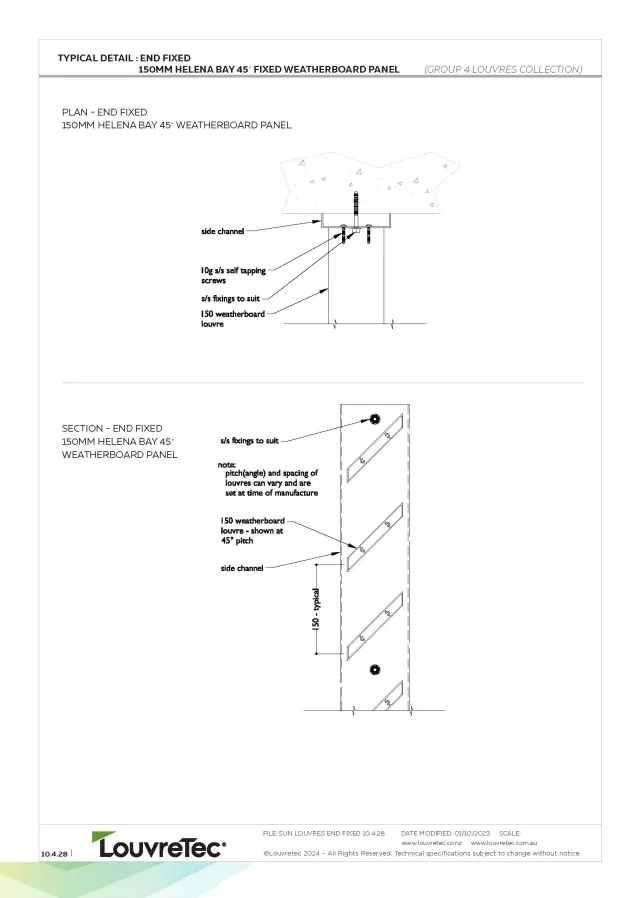 150mm Helena Bay Weatherboard Panel End Fixed (& Bracket Fixed) | DM 10.4.28