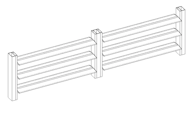 3D Model | 200mm Maxi Louvre Panel - End Fixed Horizontal Louvres