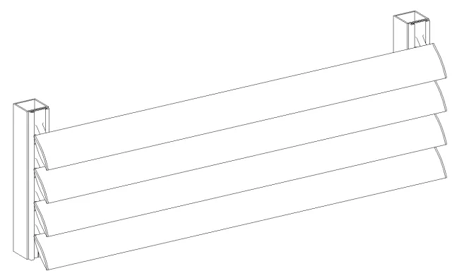 3D Model | 90mm Midi Louvre Panel - End Fixed Louvres