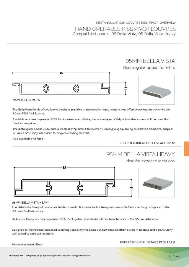 Compatible RECTANGULAR Louvres for KISS Pivot System | DM 10.1.09 - 10.1.12