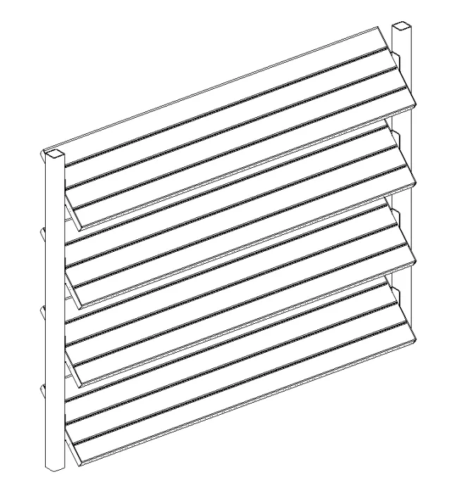 3D Model | 600mm Mitre Louvre Panel - End Fixed Horizontal Louvres