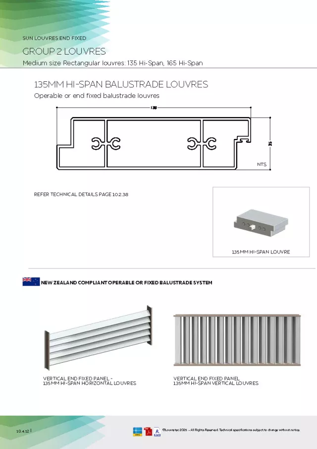 End Fixed 135mm Hi-Span Balustrade Louvres | DM 10.4.12- 10.4.13