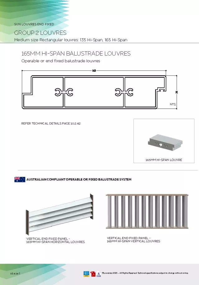 End Fixed 165mm Hi-Span Balustrade Louvres | DM 10.4.14 - 10.4.15
