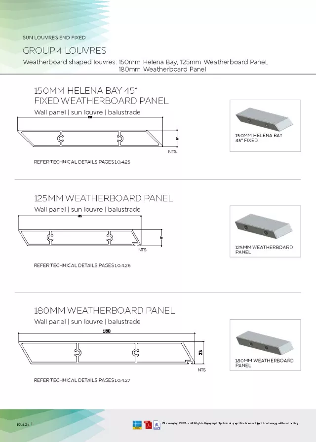 End Fixed 150mm Helena Bay, 125mm Weatherboard, 180mm Weatherboard_End Fixed Panels | DM 10.4.24-10.4.30