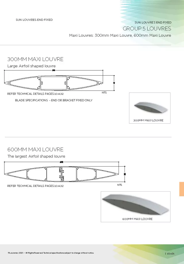 End Fixed 300mm Maxi & 600mm Maxi Louvres_End Fixed Panels | DM 10.4.31-10.4.36