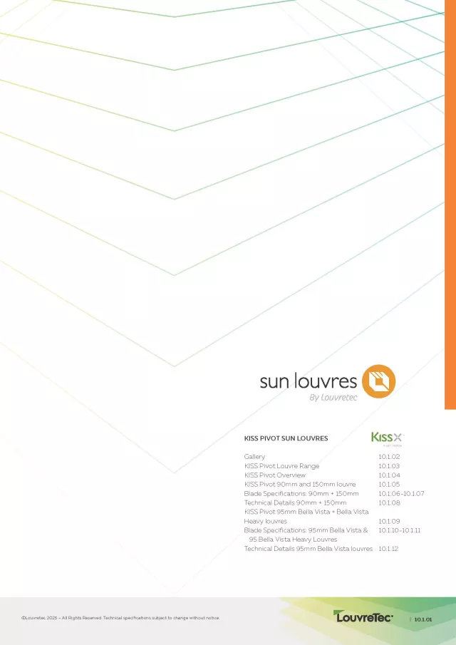 Sun Louvres KISS Pivot Hand Adj. Louvres Design Manual Section