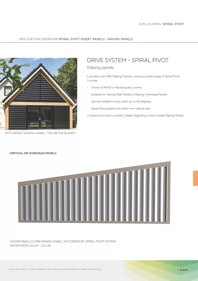 Motorised Raking Louvre Panels (Spiral Pivot) | Design Manual Page 10.2.13