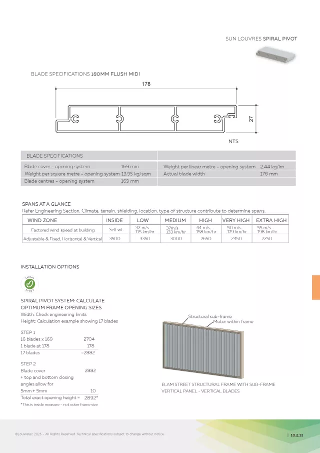 180mm Rectangular Flush Midi Louvre