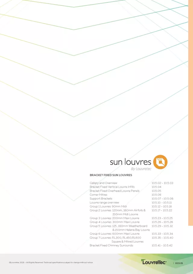Sun Louvres Bracket Fixed Design Manual Section