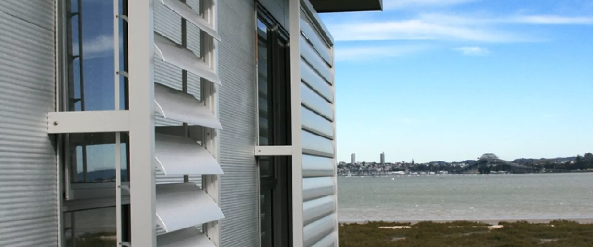 120mm Airfoil Louvres Motorised in a Stand Off Frame