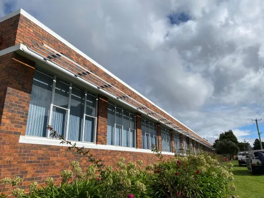 Louvretec Tasmania Sun Louvres in an eyebrow configuration