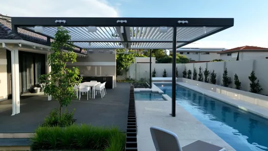 Bays of Opening Roofs bringing welcomed poolside shade, by Louvretec Perth