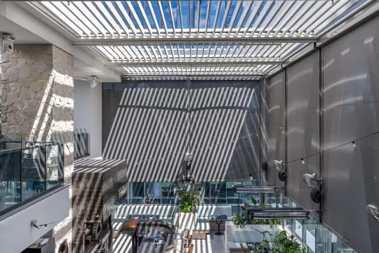Retract Roofs on Sora on Pirie Rooftop Bar and Restaurant. By Louvretec Adelaide | Yeltana